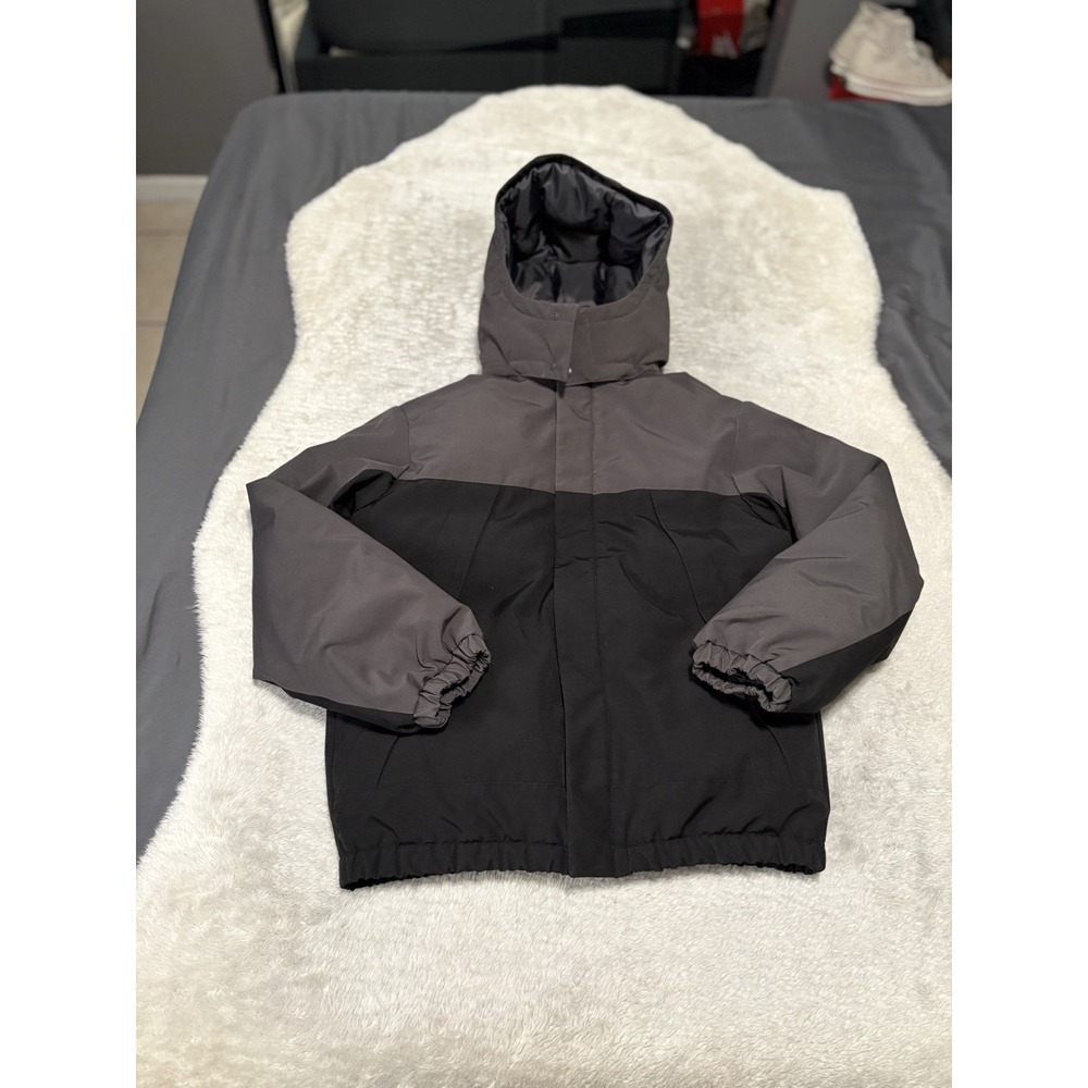Uniqlo Kids Black Gray Full Zip Filled Hooded Jacket Size 13